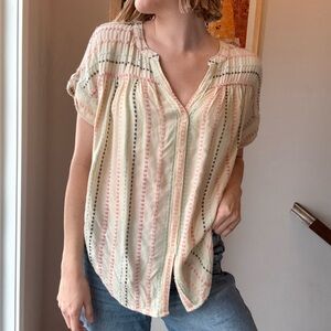 Striped Cream and Pink Women's Top